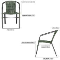 02 Cadeiras Floripa Alumínio Pintura Preta Trama Original Verde - 2