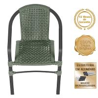 02 Cadeiras Floripa Alumínio Pintura Preta Trama Original Verde - 3