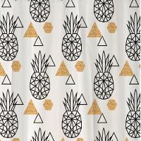 Coina Box Pvc Abacaxis Pretos 198x180cm - Uzoo Cortina Box Pvc 1.98x1.80m Abacaxi Preto-dourado 818911 - 2