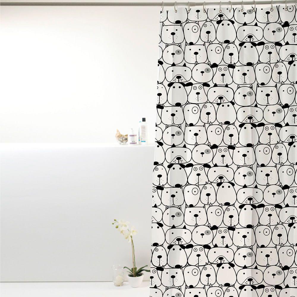 Coina Box Pvc Cachorros 198x180cm - Uzoo Cortina Box Pvc 1.98x1.80m Dog Preto-branco 818904 - 1