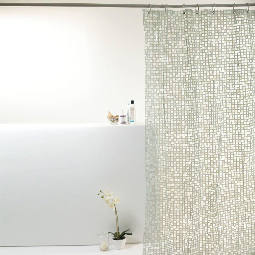 Coina Box Pvc Pastilhas 198x180cm - Uzoo Cortina Box Pvc 1.98x1.80m Pastilha Prata 810155 - 1