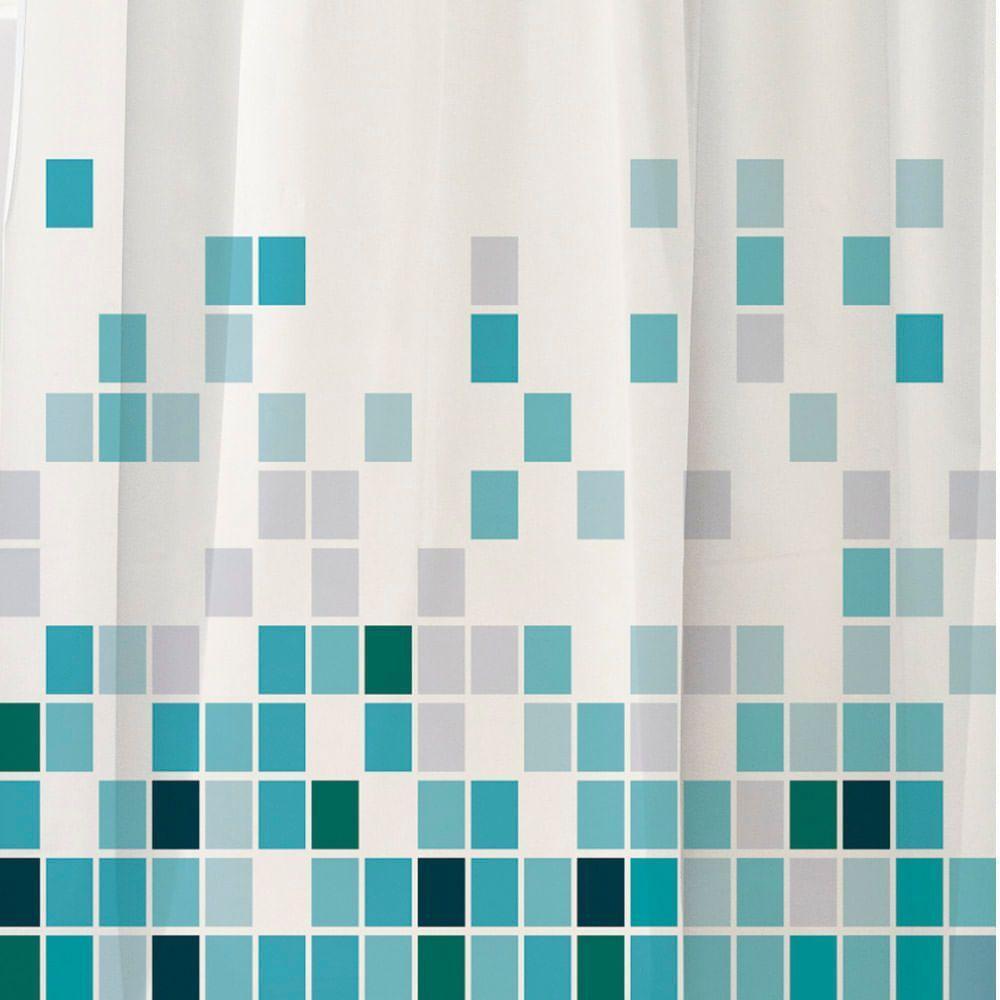 Coina Box Pvc Quadriculado Verde 198x180cm - Uzoo Cortina Box Pvc 1.98x1.80m Quadriculado Verde 818909 - 2