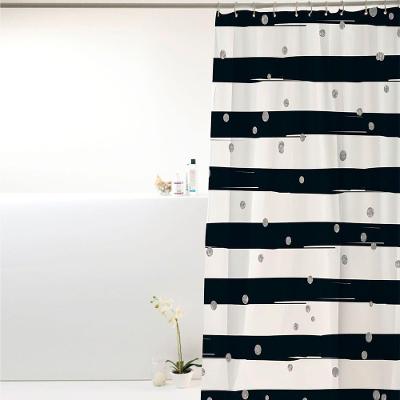 Coina Box Pvc Listras Pretas 198x180cm - Uzoo Cortina Box Pvc 1.98x1.80m Listra-poa Preto-prata 818913rata 818913