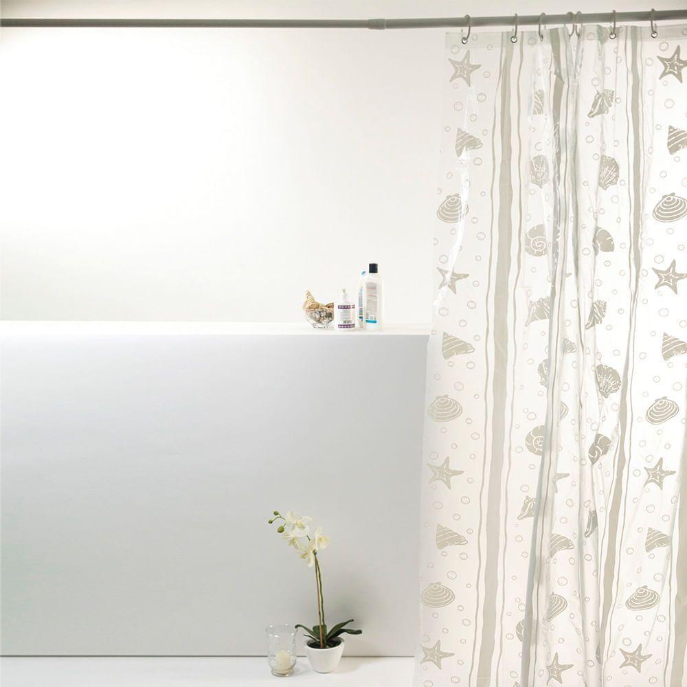 Coina Box Pvc Mar Concha Branca 198x180cm - Uzoo Cortina Box Pvc 1.98x1.80m Concha Branca - 1