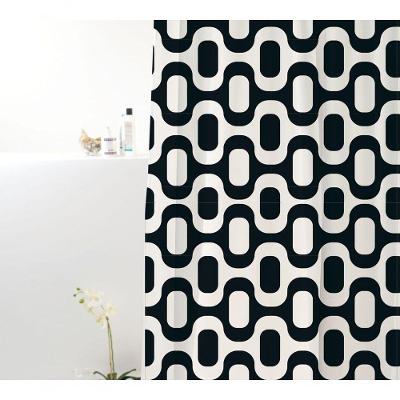 Coina Box Poliéster Ipanema Preto E Branco 198x180cm - Uzoo Cortina Box Poliester 1.98x1.80m Ipanema Preto-branco 828901