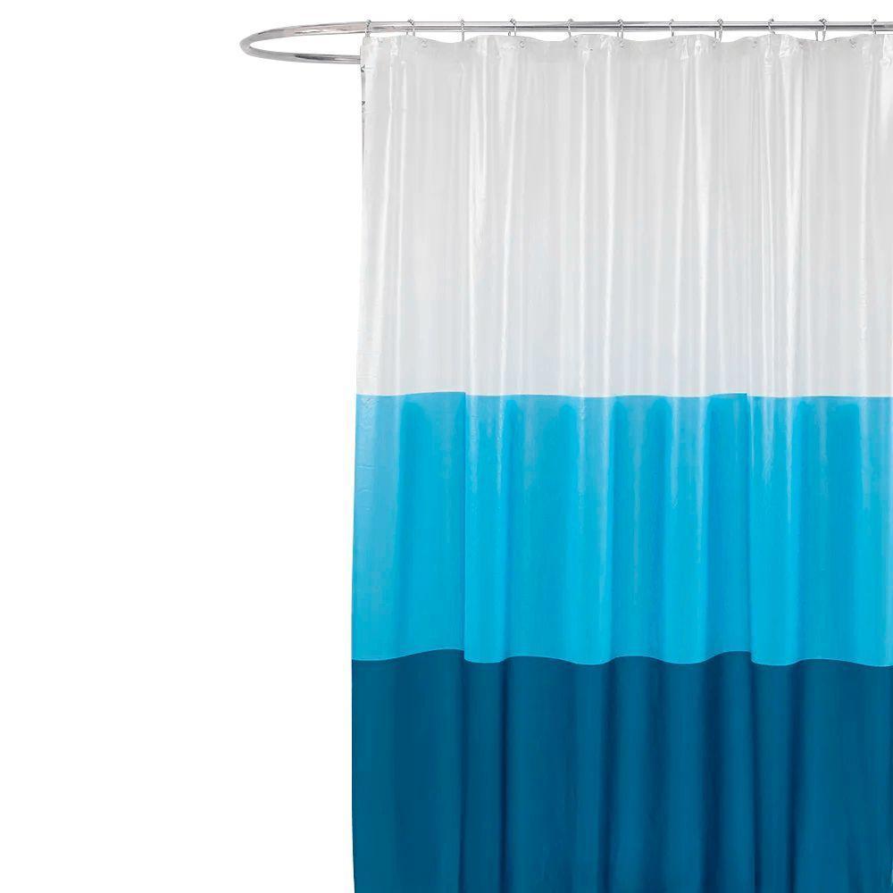 Coina Box Pvc Faixas Azuis 198x180cm - Uzoo Cortina Box Pvc 1.98x1.80m Faixas Azuis 818011 - 1