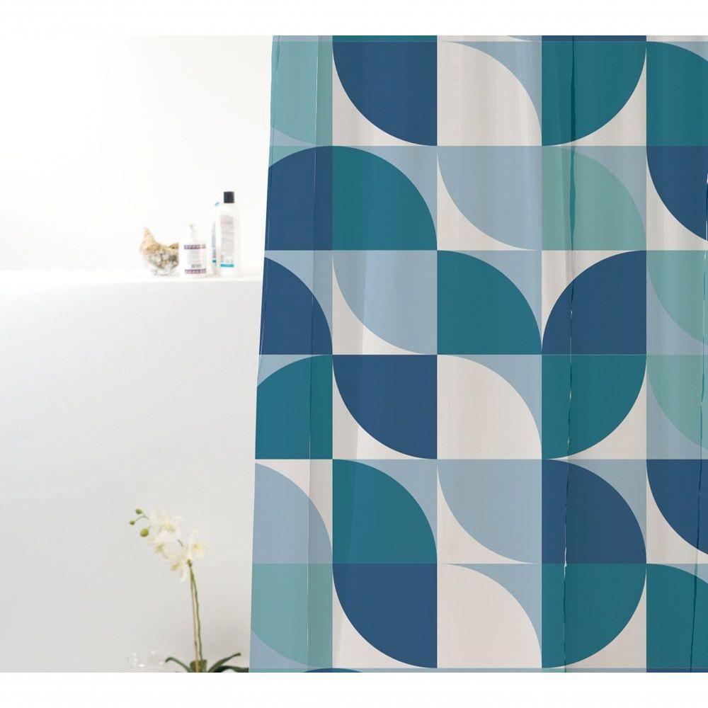 Coina Box Poliéster Ondas 198x180cm - Uzoo Cortina Box Poliester 1.98x1.80m Ondas Azul 828902 - 1