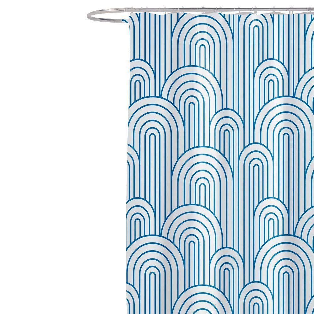 Coina Box Poliéster Ondas Azuis 198x180cm - Uzoo Cortina Box Poliester 1.98x1.80m Ondas Azuis Fun 829975 - 1