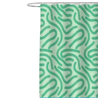 Coina Box Poliéster Linhas Fun Verdes 198x180cm - Uzoo Cortina Box Poliester 1.98x1.80m Linhas Fun Verde 829972