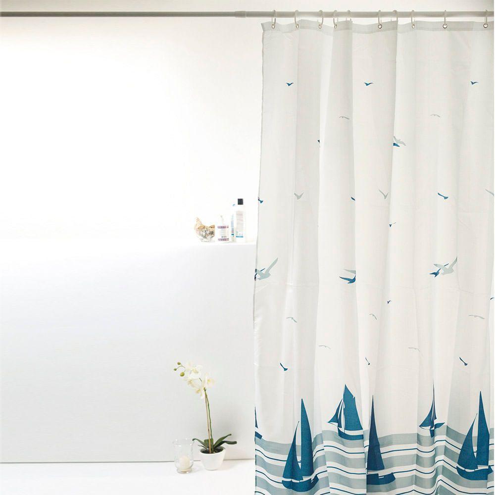 Coina Box Poliéster Barco Azul 198x180cm - Uzoo Cortina Box Poliester 1.98x1.80m Barco Azul 821779cy - 2