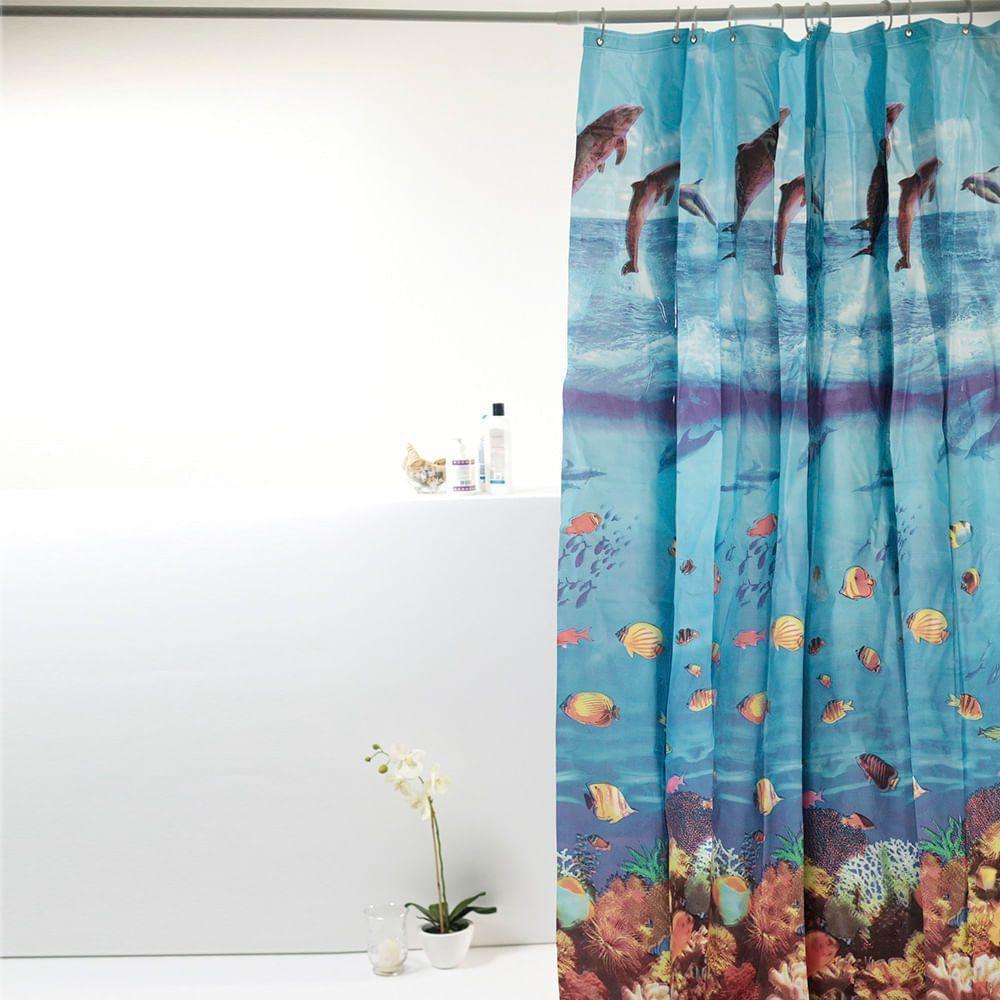 Coina Box Pvc Fundo Do Mar Azul 198x180cm - Uzoo Cortina Box Pvc 1.98x1.80m Fundo Mar Azul 821577 - 1