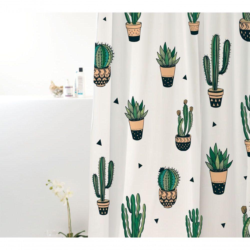 Coina Box Poliéster Cactos Verde 198x180cm - Uzoo Cortina Box Poliester 1.98x1.80m Cactos Verde 828909 - 1