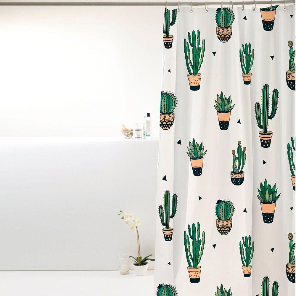 Coina Box Poliéster Cactos Verde 198x180cm - Uzoo Cortina Box Poliester 1.98x1.80m Cactos Verde 828909 - 2