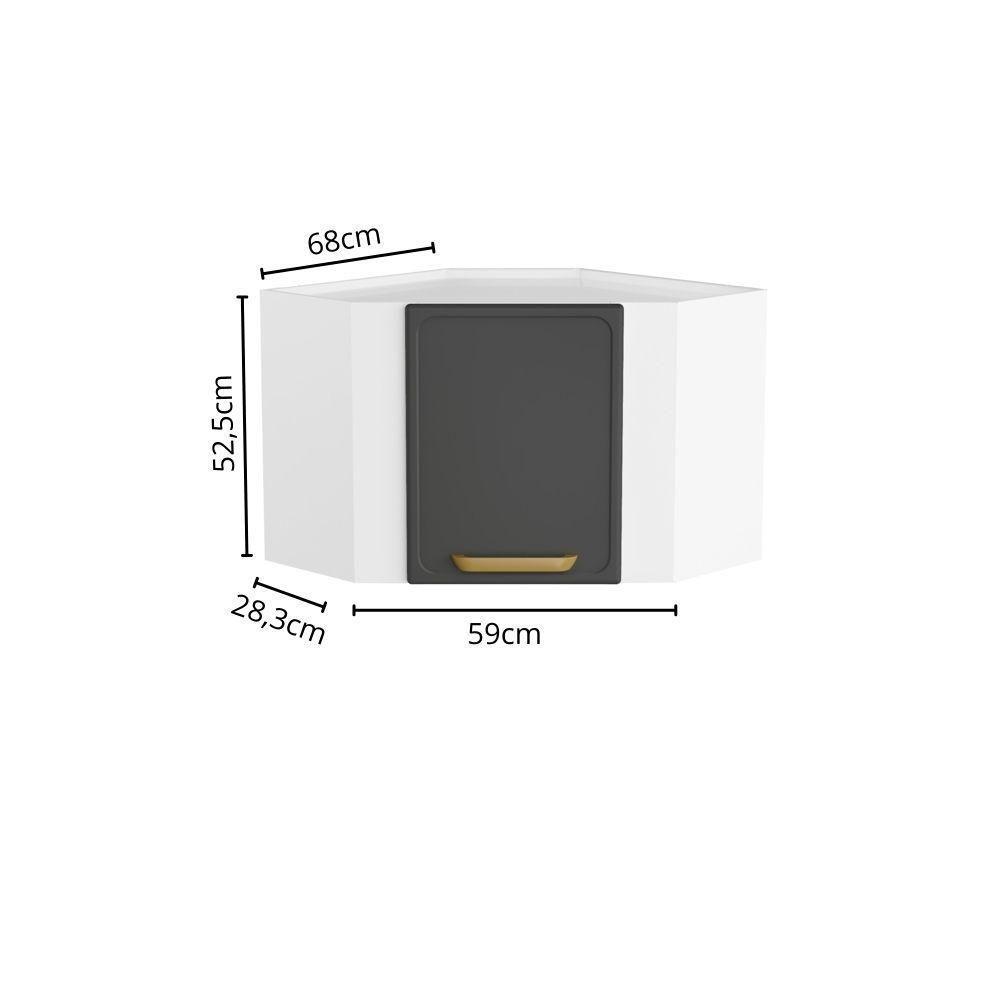 Armário De Canto De Aço 1 Porta Grafite Bella Bertolini Grafite/branco - 2