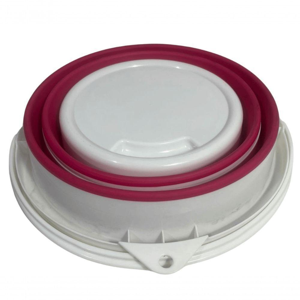 Balde Resistênte E Dobrável Retrátil Silicone 10 Lt Nobre Rosa - 4