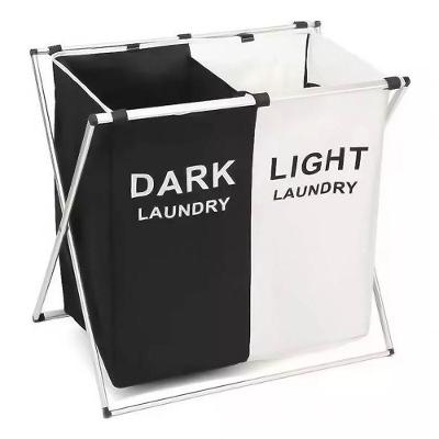 Cesto De Roupa Suja Dobrável 2 Compartimentos Com Alça Organ