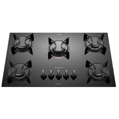 Cooktop a Gás Atlas U.top 5 Bocas Vidro Temperado Preto com Acendimento Automático Bivolt