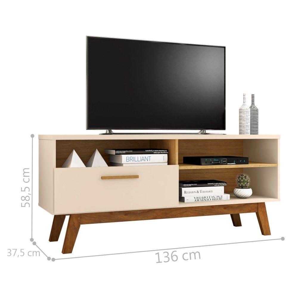 Rack Para Tv Com Porta Riane Off White Cinamomo - 4