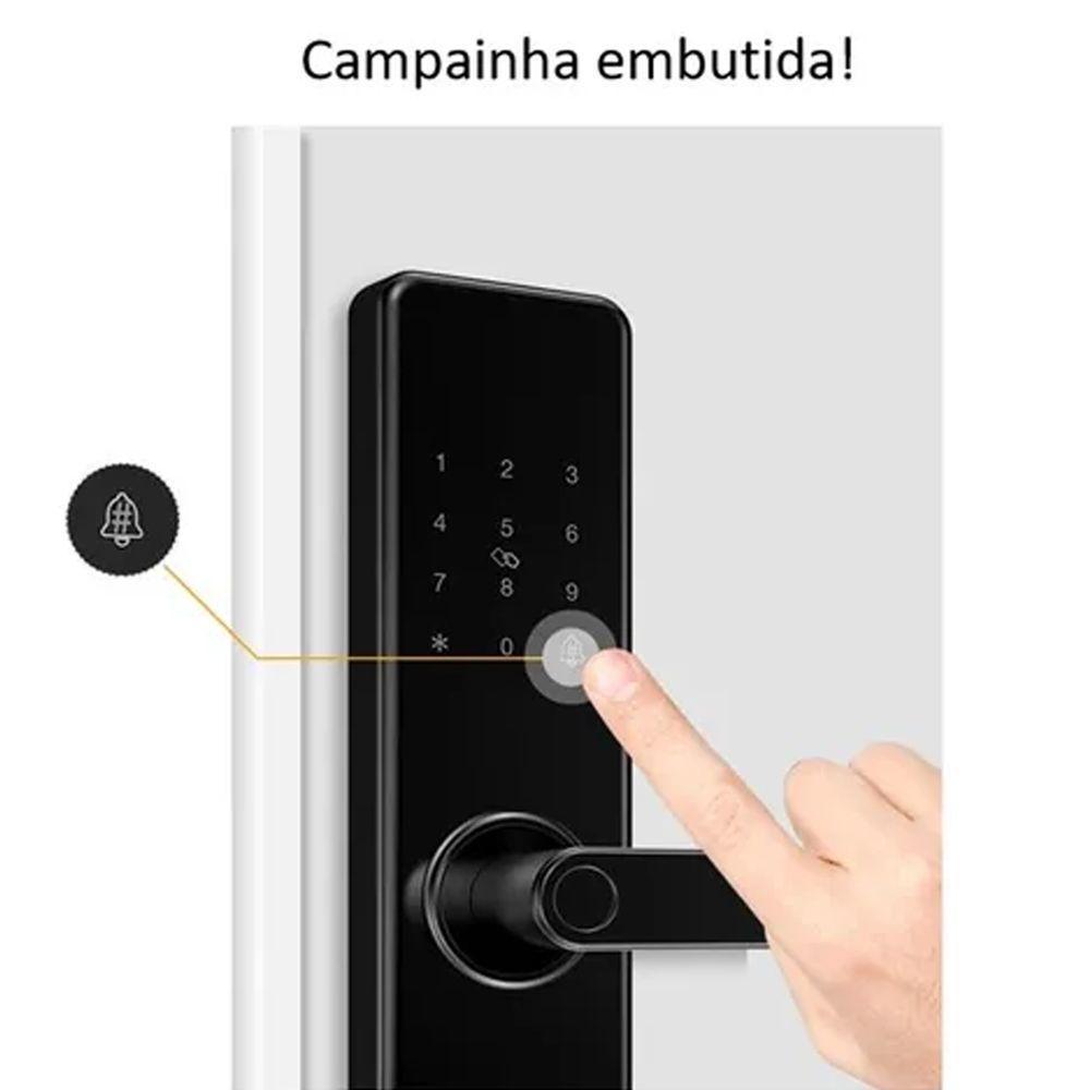Fechadura Eletronica Digital App Biometria Wifi Cartao Chave Segurança Residencial Smartphone Celular Aviso Sonoro - 2