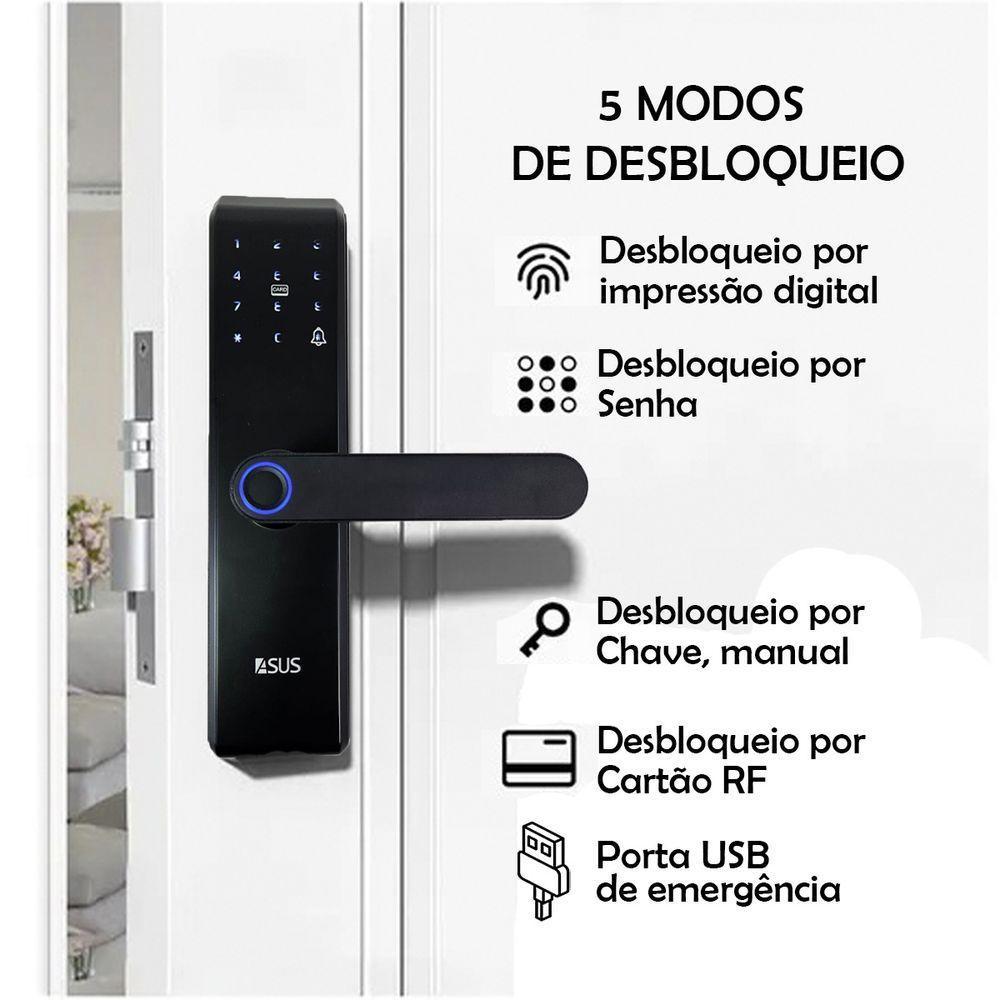Fechadura Digital Eletronica Biometria Senha Chave Acesso Cartao Porta Casa Residencia Escritorio Sala Segurança - 2