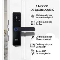 Fechadura Digital Eletronica Biometria Senha Chave Acesso Cartao Porta Casa Residencia Escritorio Sala Segurança - 2