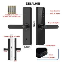 Fechadura Digital Eletronica Biometria Senha Chave Acesso Cartao Porta Casa Residencia Escritorio Sala Segurança - 3