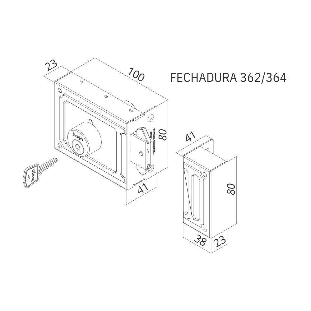 Fechadura Porta De Correr Haga Inox 362 - 0336 - 2