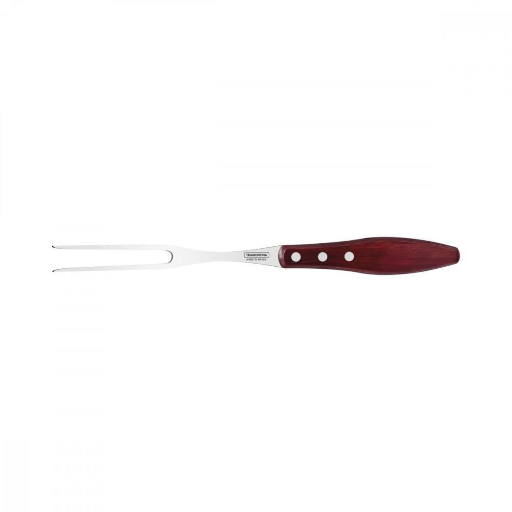 Garfo Trinchante Tramontina em Aço Inox e Cabo Vermelho - 1