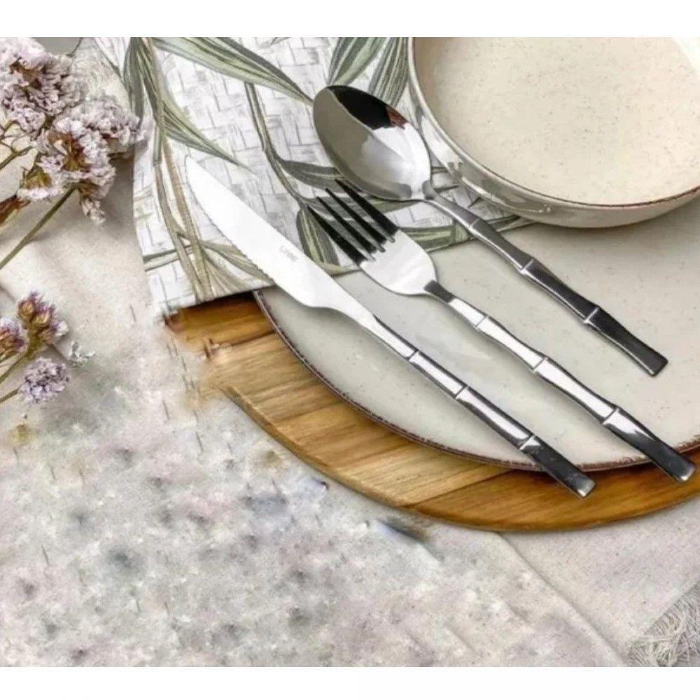 Faqueiro 16 Peças Aço Inox Bambu Elegant Prata Lyor - 6