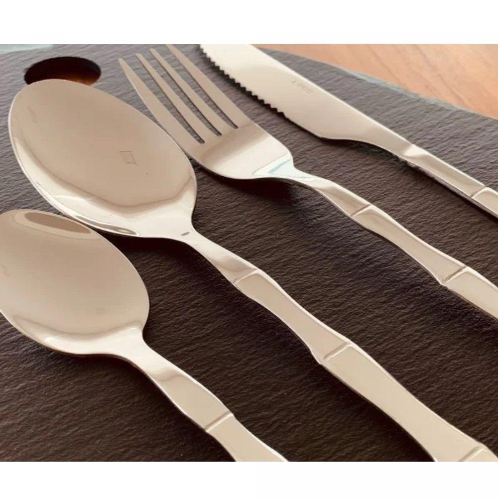Faqueiro 16 Peças Aço Inox Bambu Elegant Prata Lyor - 8