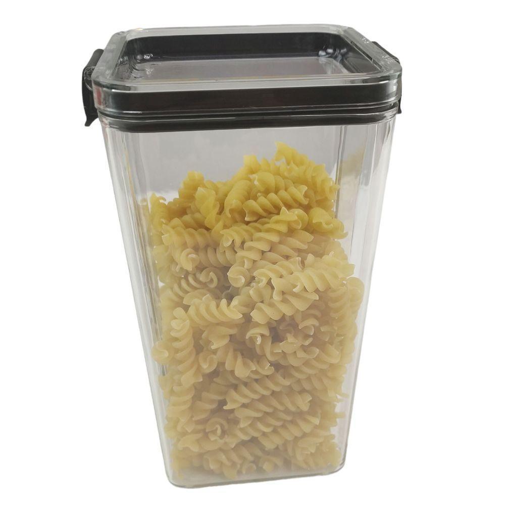 Pote Hermetico Tampa Com Trava 1300ml Acrilico Transparente Conserva Veda Alimento - 2