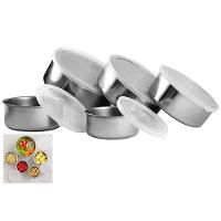 Jogo 5 Potes Inox Com Tampa Vasilha Marmita Conjunto Armazenamento Refeiçao Alimento Organizaçao Empilhavel Resistente - 1