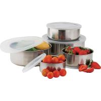 Jogo 5 Potes Inox Com Tampa Vasilha Marmita Conjunto Armazenamento Refeiçao Alimento Organizaçao Empilhavel Resistente - 10