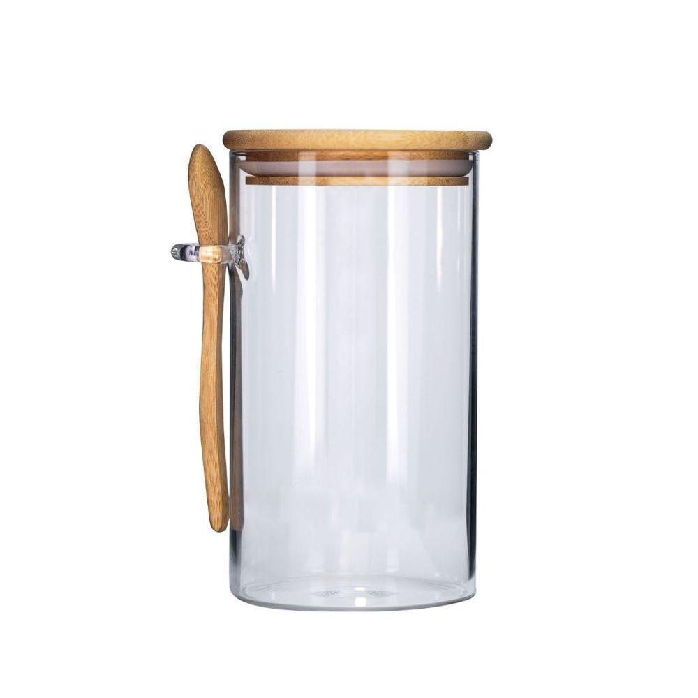 Pote Vidro Hermético 870ml Com Tampa Bambu E Colher Bambu - Tuut - 1