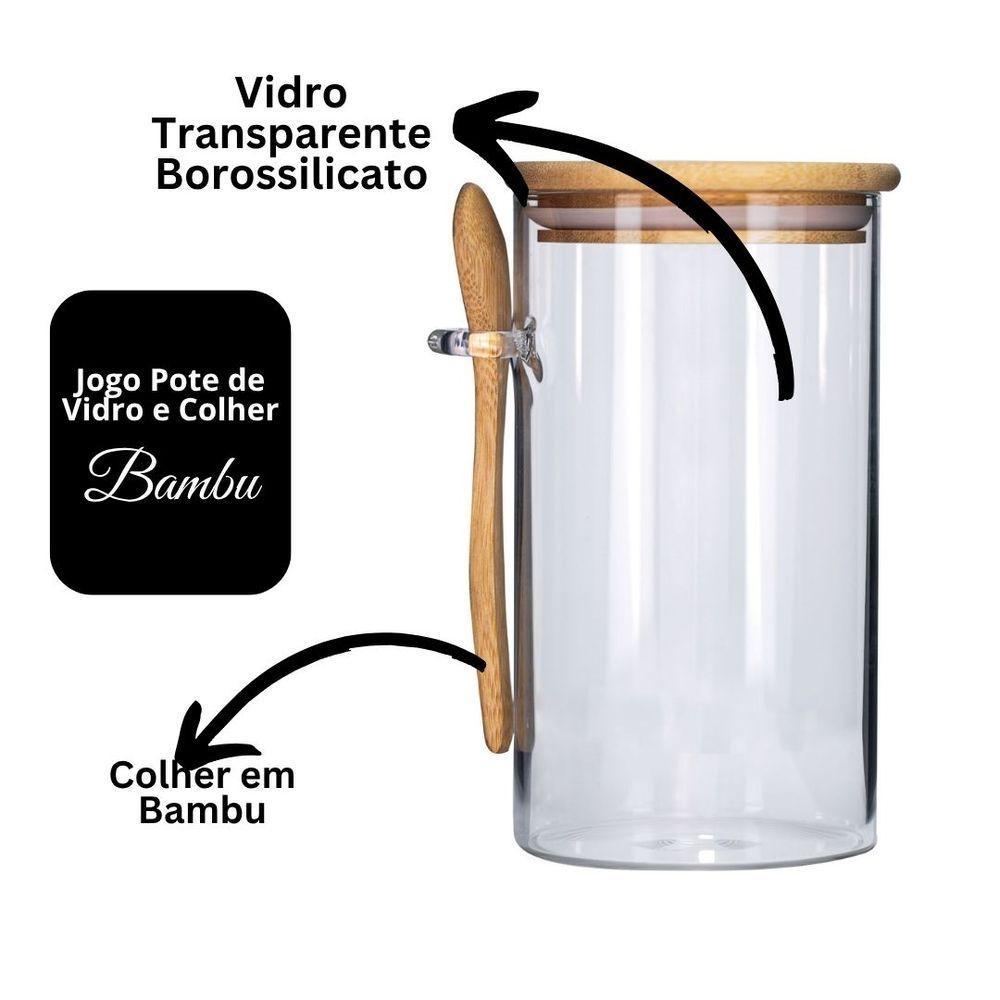 Pote Vidro Hermético 870ml Com Tampa Bambu E Colher Bambu - Tuut - 3