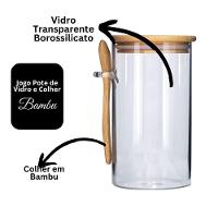 Pote Vidro Hermético 870ml Com Tampa Bambu E Colher Bambu - Tuut - 3