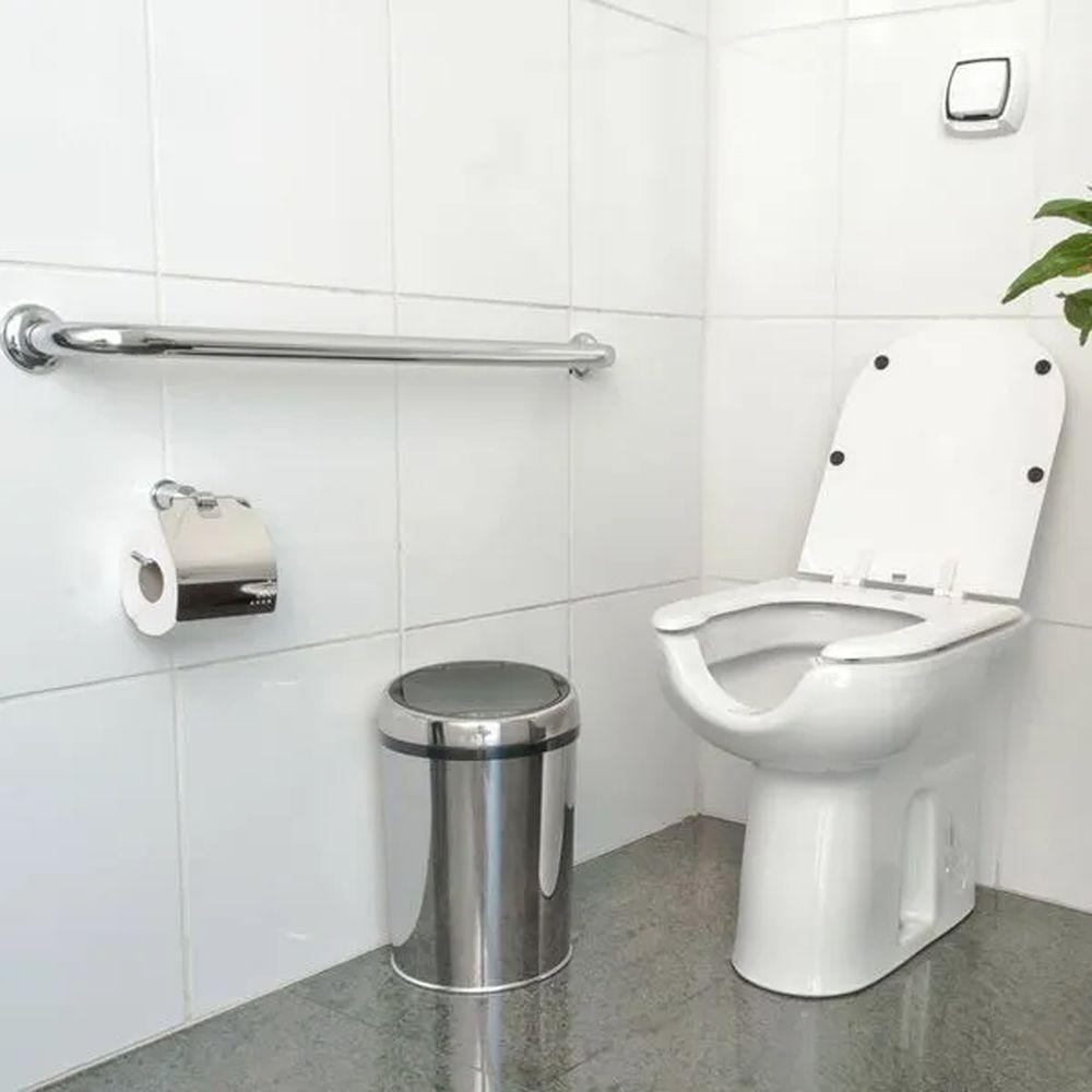 Barra De Apoio Inox 70cm Idoso Deficiente Cadeirante Suporte Banheiro Box Corrimao Segurança Evita Queda Acessibilidade - 5