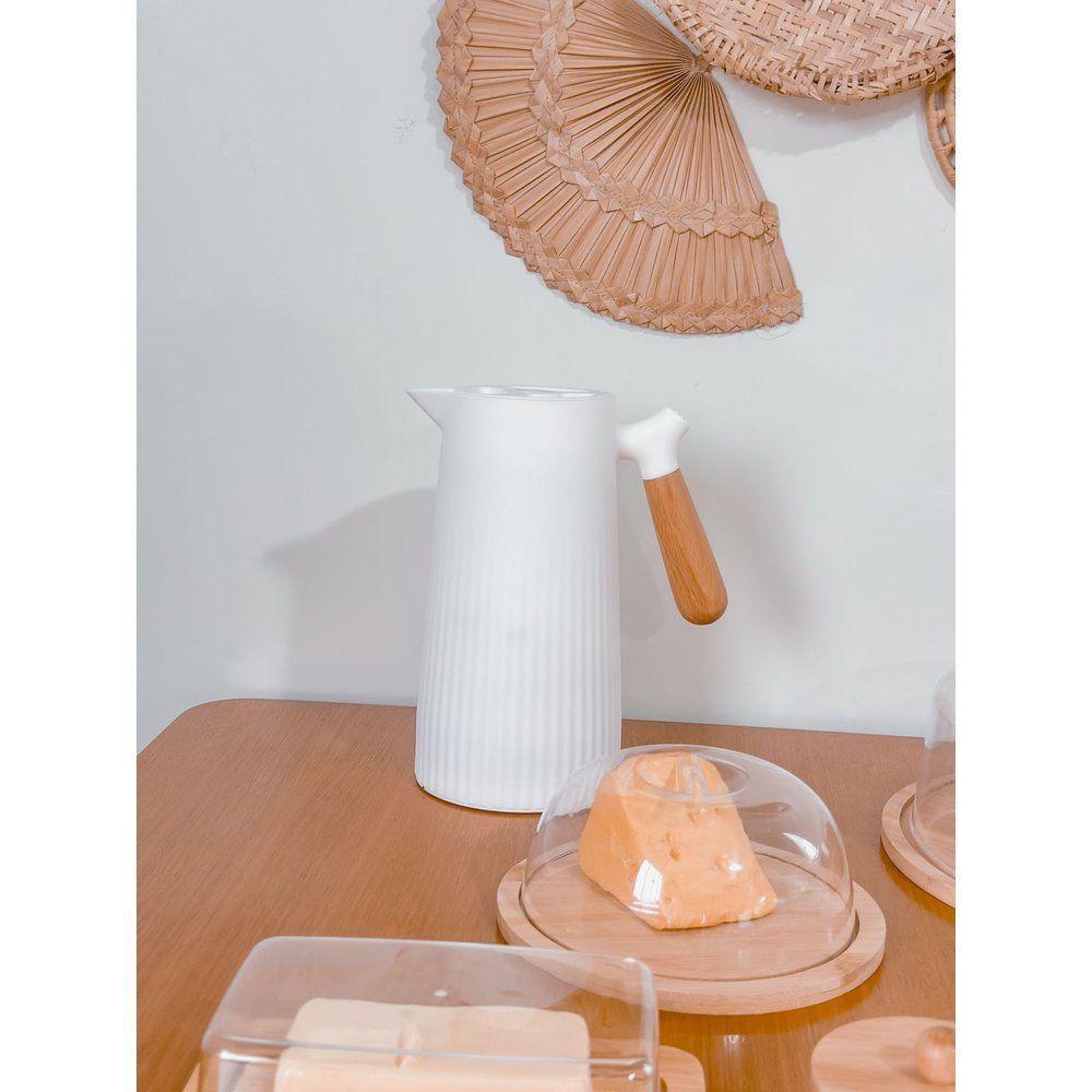 Kit Garrafa Térmica + Boleira + Queijeira + Porta Frios + Manteigueira + Açucareiro Bambu - 4