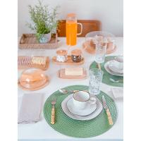 Kit Café Da Manhã Bambu - 8 Itens Boleira + Manteigueira + jarra + queijeira + porta Frios + 2 Potes + bandeja - 7