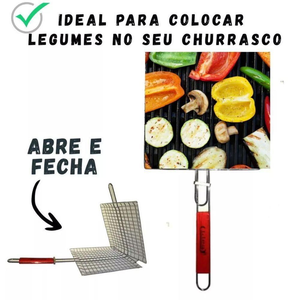 Grelha Dupla Abre E Fecha Churrasco Carne Frango Linguiça Le - 2