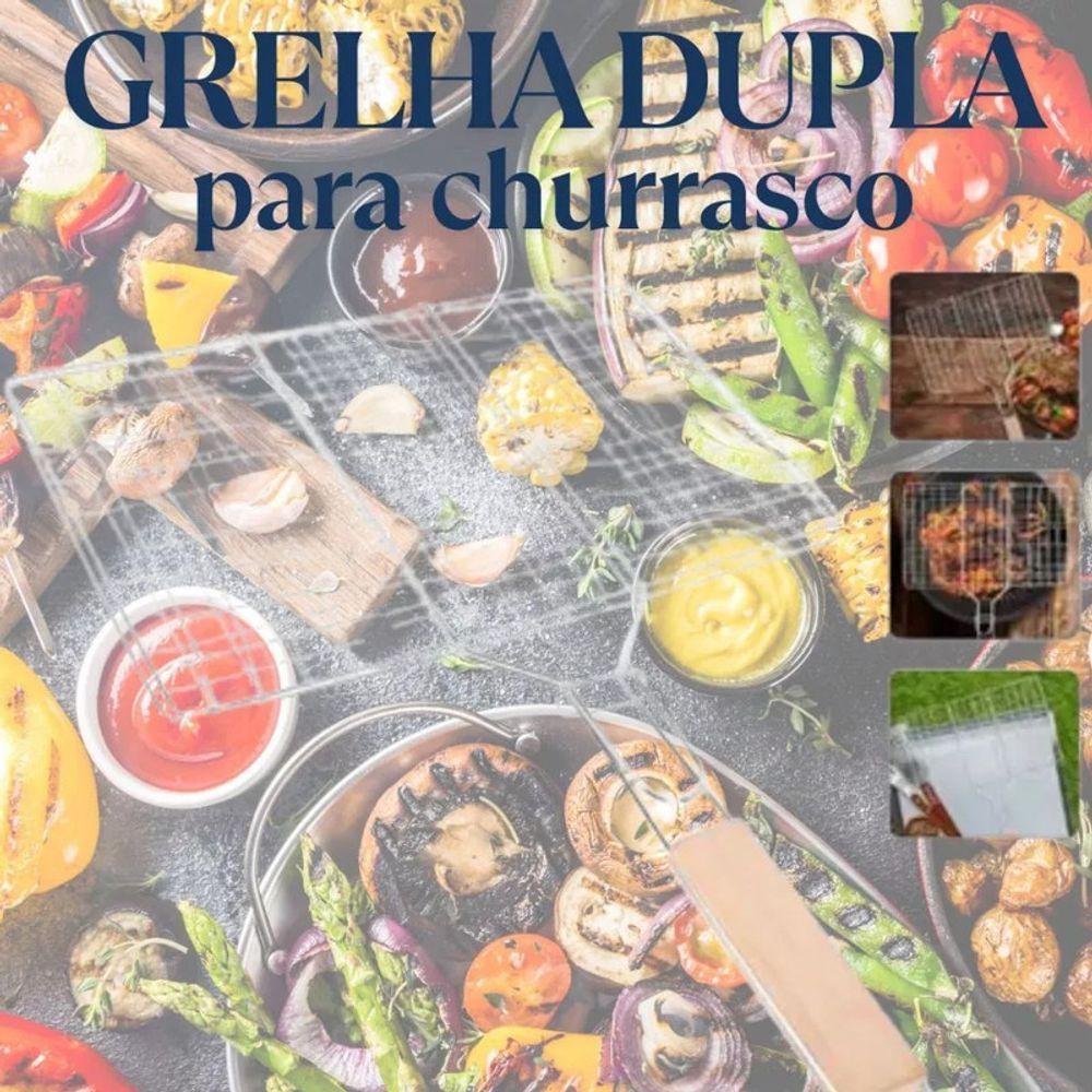 Grelha Dupla Abre E Fecha Churrasco Carne Frango Linguiça Le - 4