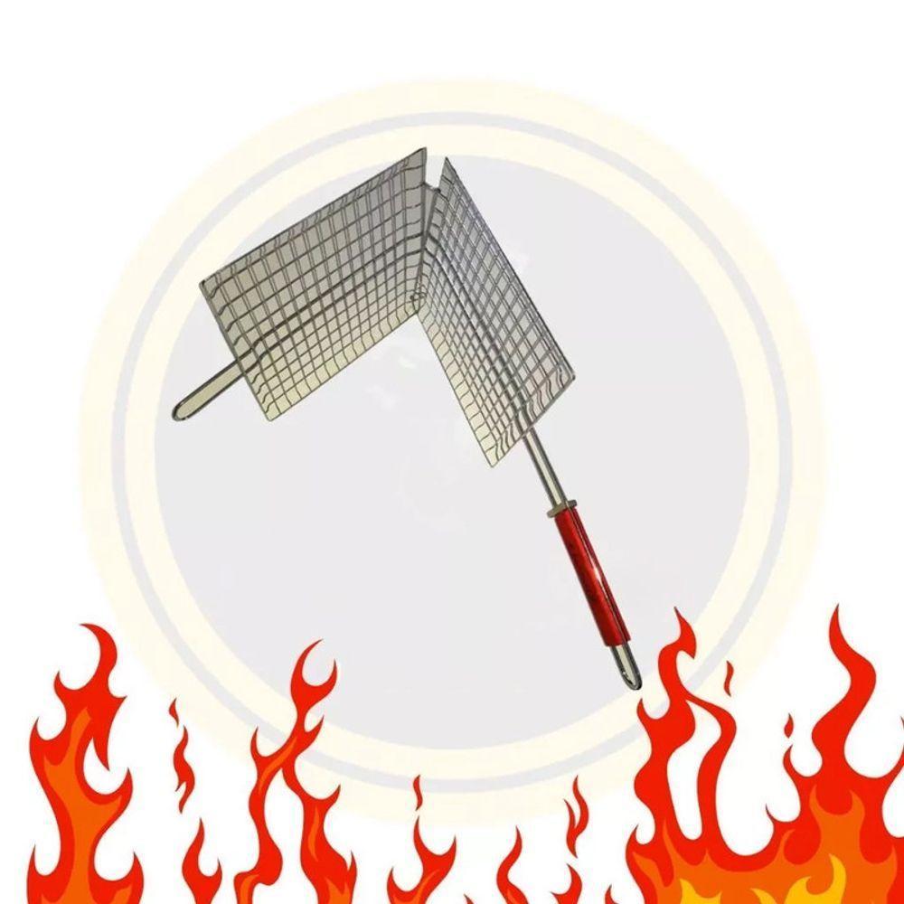 Grelha Dupla Abre E Fecha Churrasco Carne Frango Linguiça Le - 7