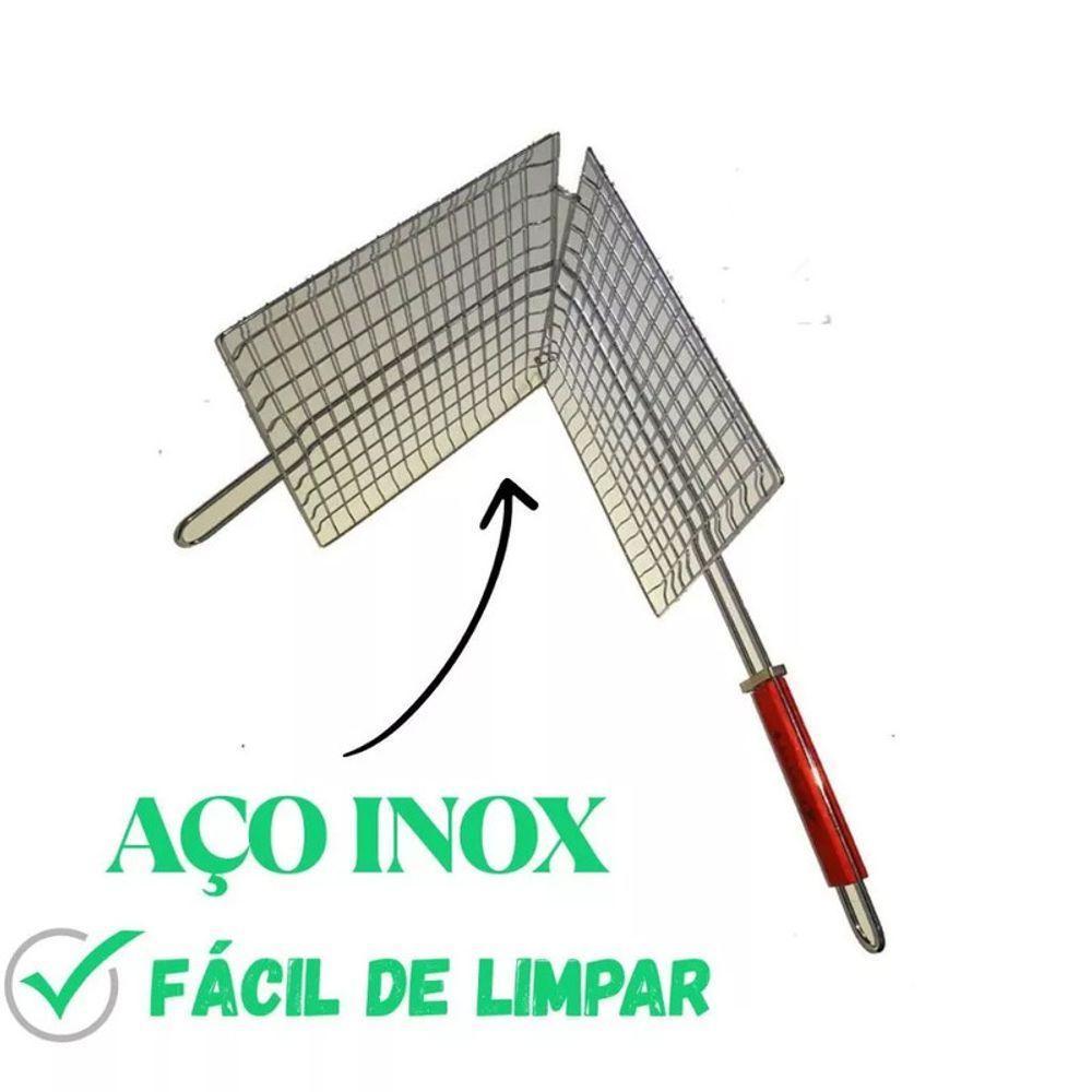 Grelha Dupla Abre E Fecha Churrasco Carne Frango Linguiça Le - 8
