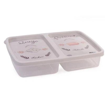 Pote Retangular Presunto E Queijo Com 2 Divisórias Plasútil