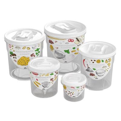 Conjunto De Potes De Plástico Redondos