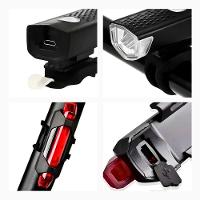 Kit Bike Farol Frontal + Traseiro Ultra Led Usb Recarregável - 6