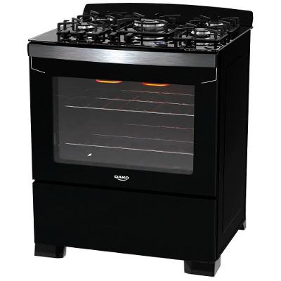 Fogão de Piso 5 Bocas a Gás Dako Diplomata Grill Mesa de Vidro Temperado Preto Bivolt