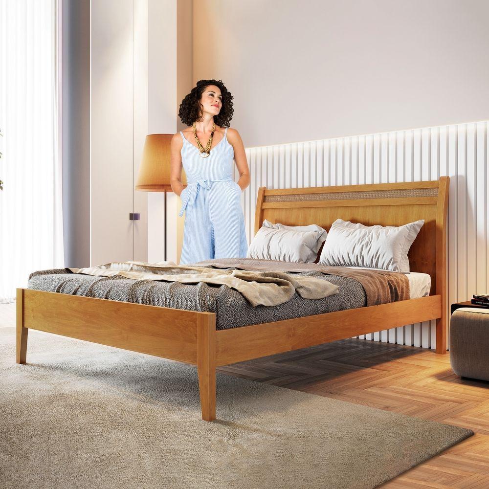 Cama Queen Com Ratam 160cm Esmeralda Amêndoa Mel Josandro Amêndoa Mel - 6