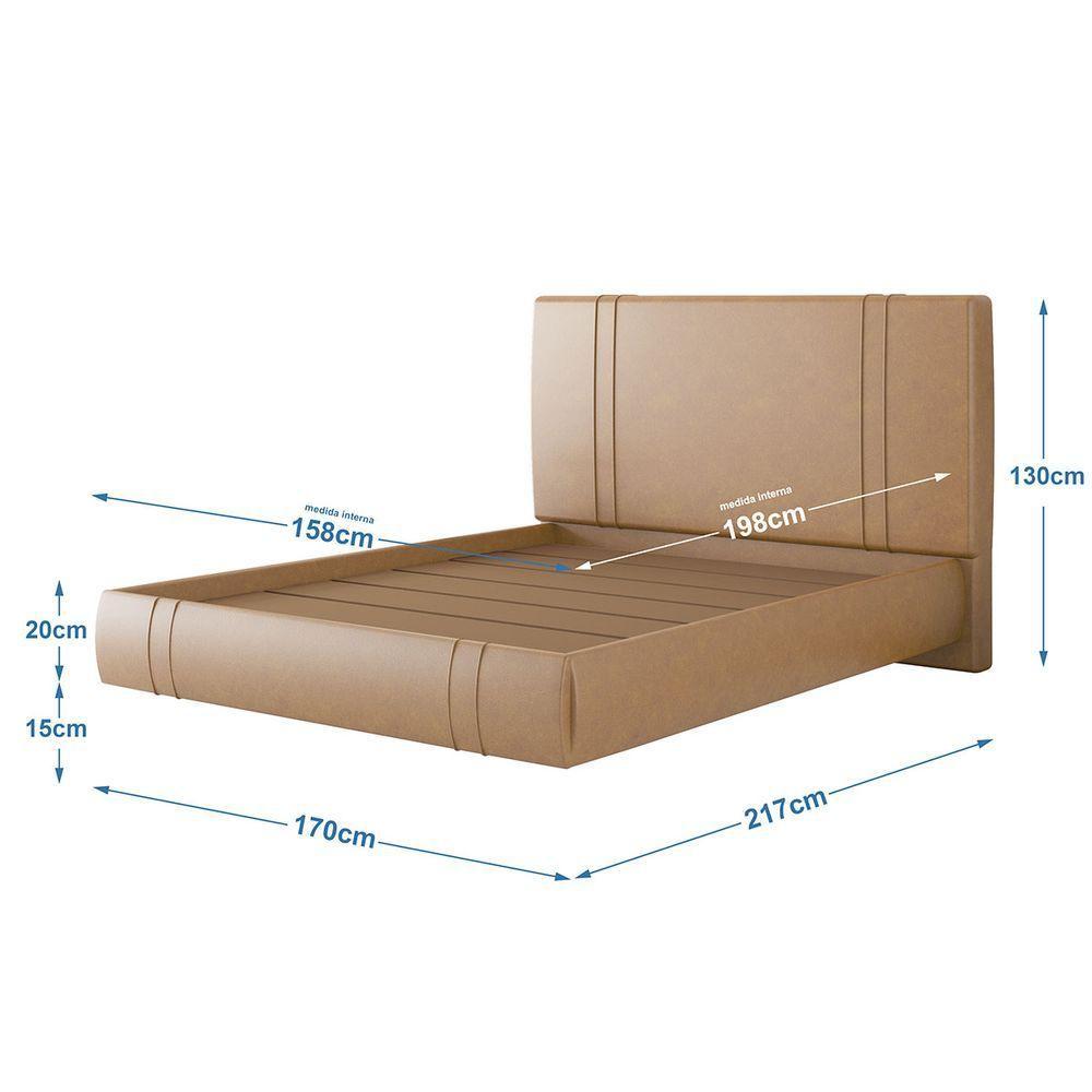 Cama Flutuante Star Queen Size Couro Ecológico Pu - Skybox Pu Bege - 5