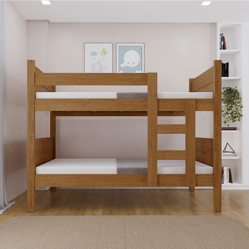 Beliche 100% Mdf Fortaleza - Duas Camas Solteiro Compacta E Moderna Amêndoa - 3